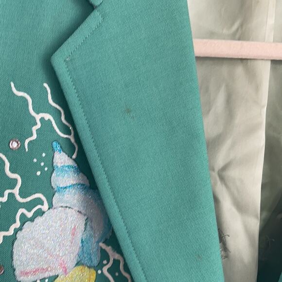 Vintage art to wear hand painted beach seashell seaside blazer - Picture 4 of 8